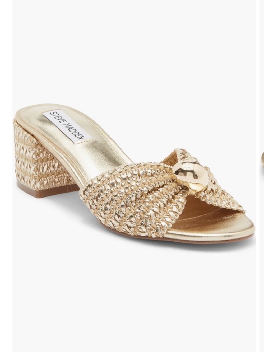 NWT Steve Madden Metallic Gold Braided Block Heel Mule